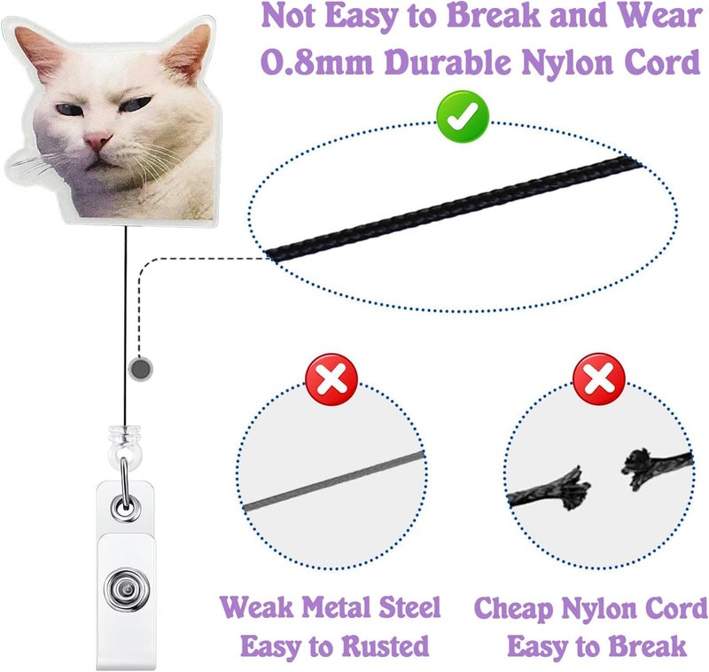 Bydevia Funny Cat Meme Badge Reel Retractable for Nurse Nursing RN CNA LPN Medical Worker & Office Staff | Cute Vet Tech Gifts Cat ID Name Badge Holder with Alligator Clip & 24” Durable Nylon Cord | Acrylic - Image 4